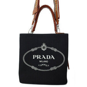 Prada Black Canvas Panier Bucket Shoulder Bag